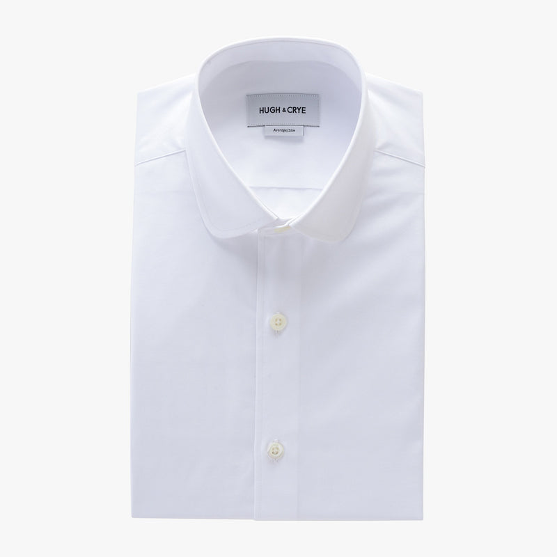 club collar shirt in white solid 120s ...